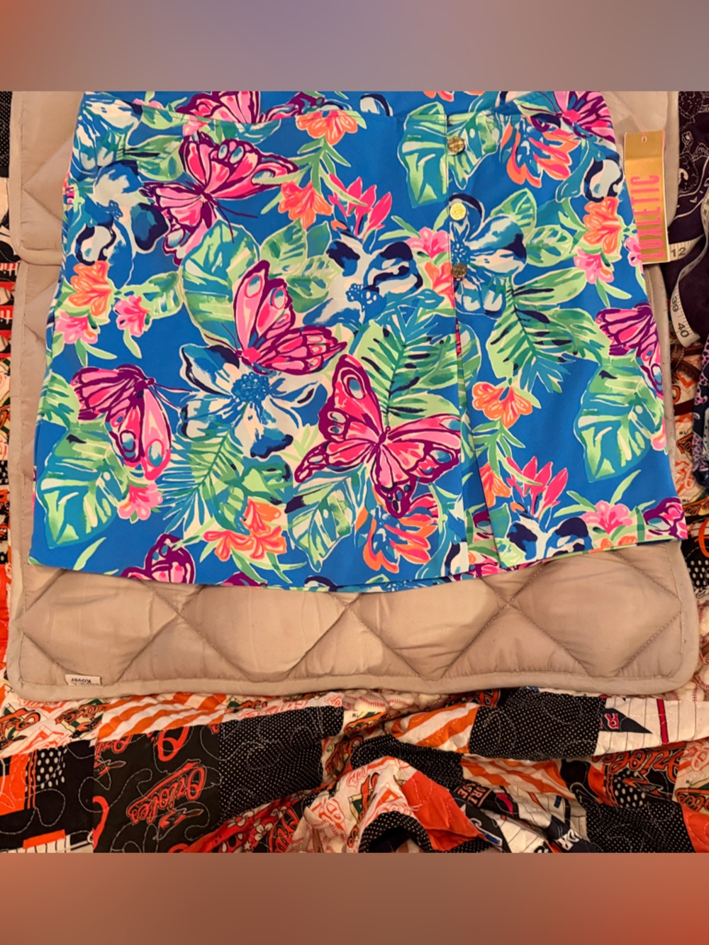 Lilly Pulitzer Blue Tropical Butterfly Mini Skirt